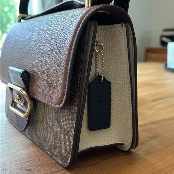 Coach Brown and Tan Crossbody Bag with Signature Monogram- LIKE NEW - Picture 2 of 6